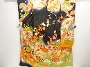 大正ロマン　御所車に松梅模様刺繍五つ紋花嫁衣装振袖2枚重ね・丸帯セット